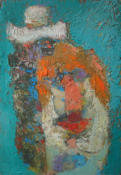 Man Behind Woman - 7.00 x 10.00 inches - Oil on Board