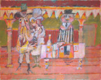 Card Sharper - 20.00 x 16.00 inches - Oil on Canvas Panel