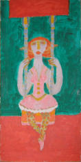 Girl on a swing - 12.00 x 24.00 inches - Oil on Canvas