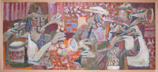 Jazz Combination - 30.75 x 14.00 inches - Oil on Board