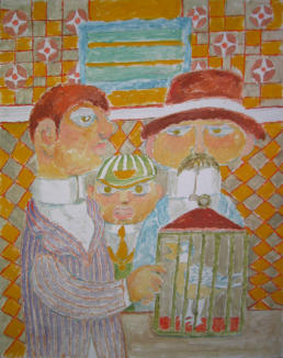 Bird for Sale - 22.00 x 28.00 inches - Oil on Canvas Panel