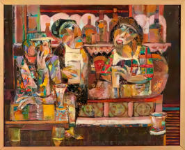 The Conversation Piece - 30.00 x 24.00 inches - Oil on Board