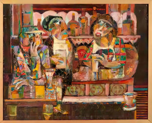 The Conversation Piece - 30.00 x 24.00 inches - Oil on Board