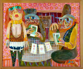 Gamblers - 24.00 x 20.00 inches - Oil on Board