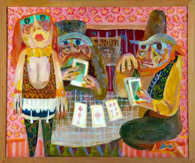 Gamblers - 24.00 x 20.00 inches - Oil on Board