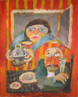 Serving Hatch - 16.00 x 20.00 inches - Oil on Canvas Pane