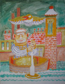 Boatman with Seagull - 22.00 x 28.00 inches - Oil on Canvas Panel