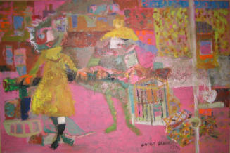 Lobster Pot and Figures - 36.00 x 24.00 inches - Oil on Board