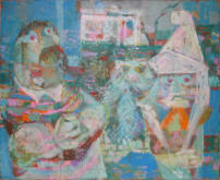 Street Scene with Cat - 20.00 x 16.00 inches - Oil on Canvas