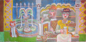 The Fountain - 36.00 x 18.00 inches - Oil on Canvas