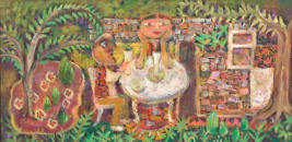 In the Garden - 30.00 x 15.00 inches - Oil on Canvas Panel