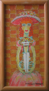 Lady with Cat - 7.00 x 13.00 inches - Oil on Canvas