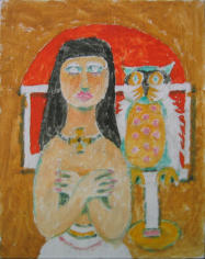 Girl with Pet Owl - 8.00 x 10.00 inches - Oil on Canvas Panel