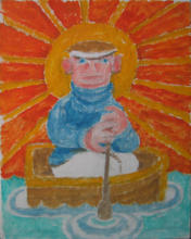 Rowing Boat in the Sun - 8.00 x 10.00 inches - Oil on Canvas