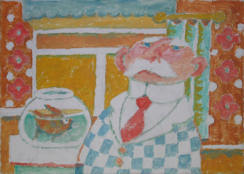 Pet Fish - 14.00 x 10.00 inches - Oil on Canvas Panel