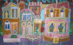Houses - 22.00 x 13.50 inches - Oil on Board