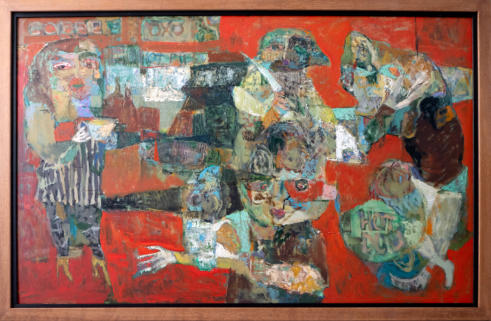 Hot Coffee - 51.25 x 33.50 - Oil on Board