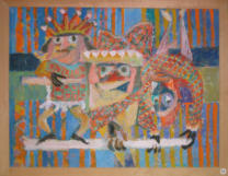 Acrobats - 21.50 x 17.25 inches - Oil on Canvas Panel