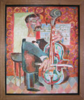 Double Bass Player - 23.00 x 27.25 inches - Oil on Canvas Panel