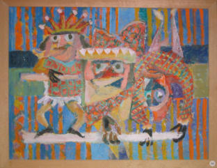 Acrobats - 21.50 x 17.25 inches - Oil on Canvas Panel
