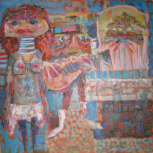 Lute Player - 24.00 x 24.00 inches - Oil on Board