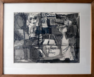 4 Shots a Penny - 25.00 x 20.50 inches - Ink on Paper