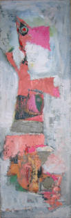 Pink Abstract Figure - 9.75 x 30.00 inches - Oil on Board