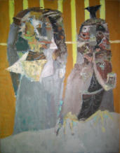 Two Abstract Figures - 21.00 x 27.00 inches - Oil on Board