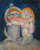 Submariner with Mermaid - 22.00 x 28.00 inches - Oil on Canvas Panel