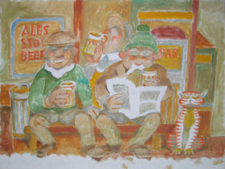 Contented Drinkers - 24.00 x 20.00 inches - Oil on Canvas Panel