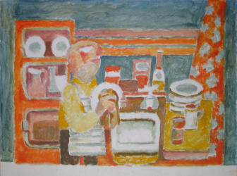 Washing Up - 24.00 x 18.00 inches - Oil on Canvas Panel