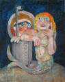 Submariner with Mermaid - 22.00 x 28.00 inches - Oil on Canvas Panel