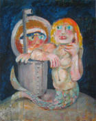 Submariner with Mermaid - 22.00 x 28.00 inches - Oil on Canvas Panel
